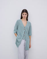 Cardigan lungo in maglia verde chiaro